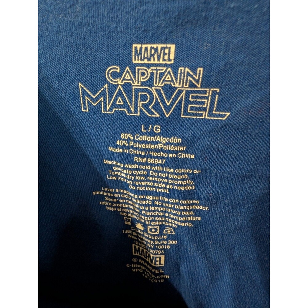 Marvel Captain Marvel All Over Print T Shirt Mens Large Blue Avengers MCU - Picture 5 of 7